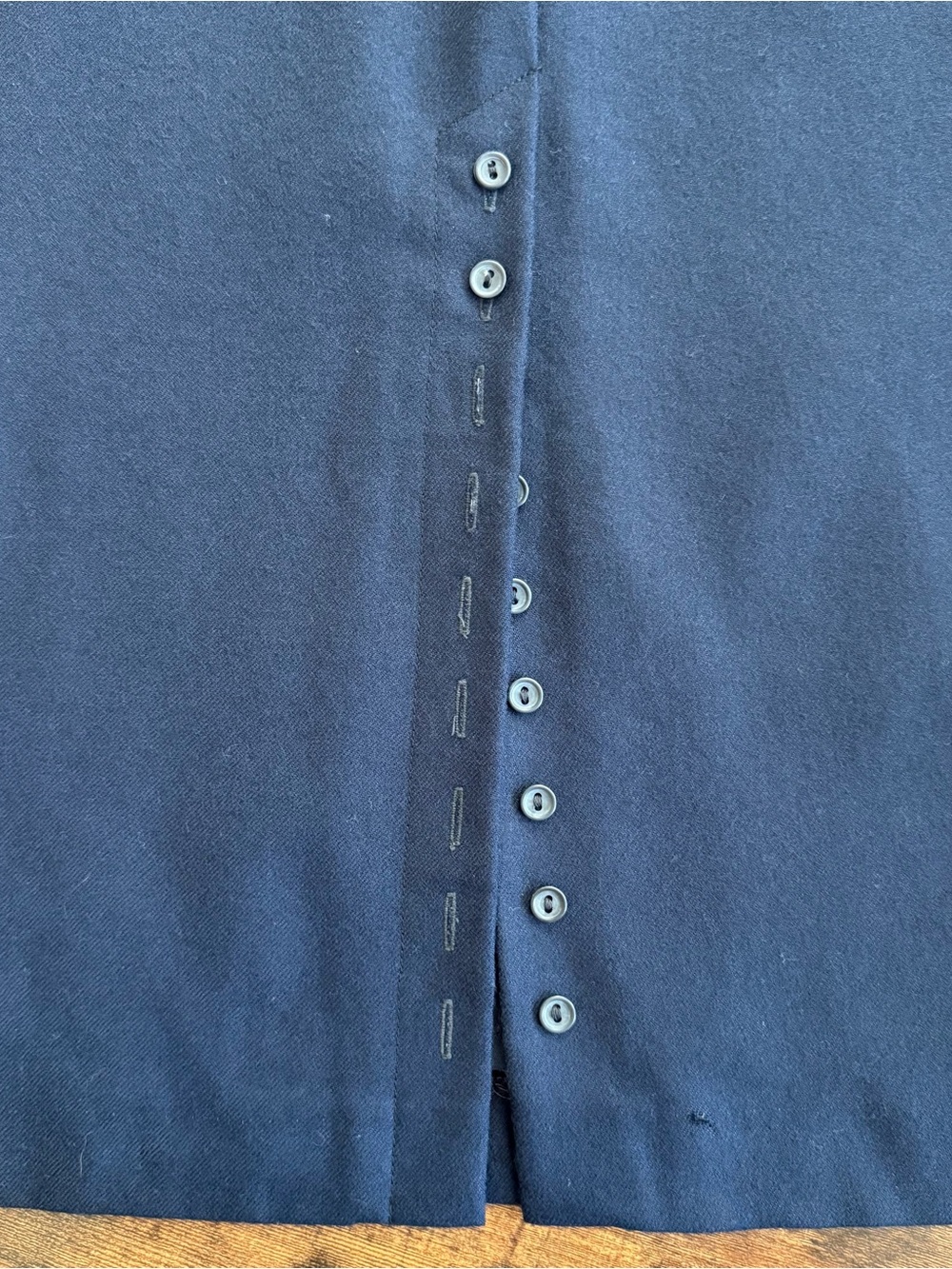 Vintage 70s Navy Blue Wool Midi Pencil Skirt ~ Size Small / 26" - Picture 9 of 10